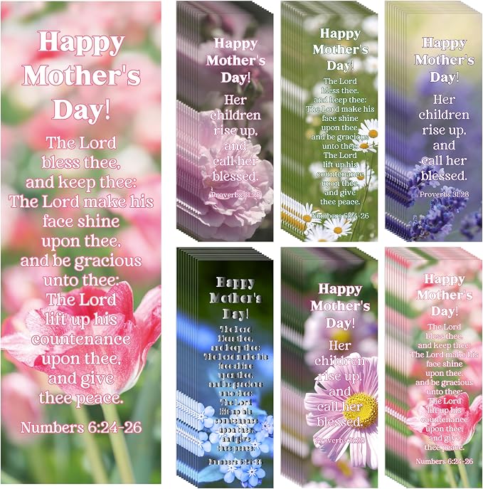 TICIAGA Mother Religious Christian Bookmarks - 60Pcs Floral Paper Bible Verse Bookmarks Gifts for Mom, Keepsake with Inspirational Scripture, Bulk Set for Church Events, Birthday and Daily Reading