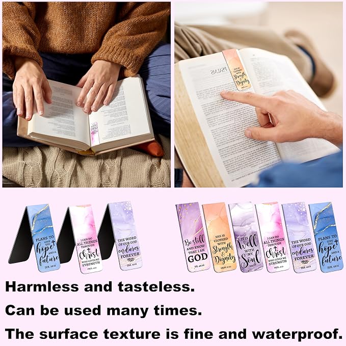 6 Pieces Bookmark, Bible Verse Magnetic Bookmarks for Women Men Book Lovers, Pastel Design Religious Scripture Book Accessories Bookmaker, Christian Gifts for Reading Lovers 1