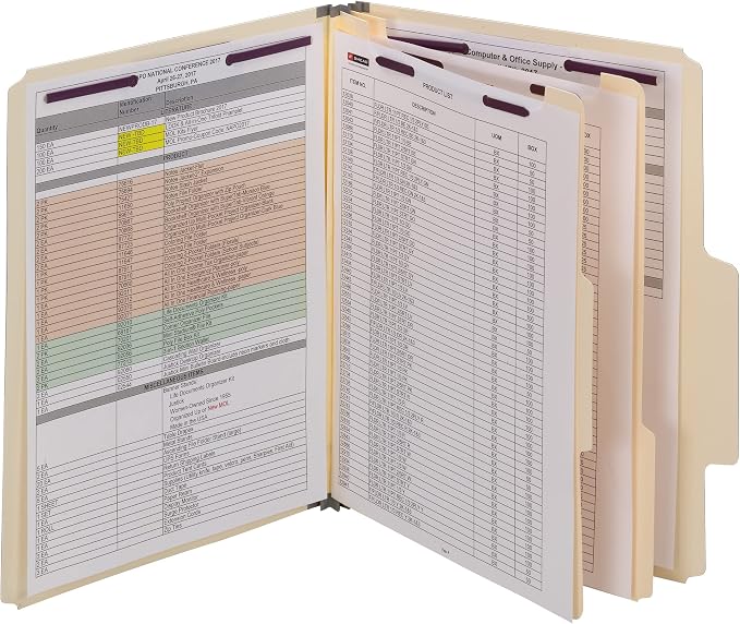 Smead SuperTab Classification Folder with SafeSHIELD Fasteners, Oversized Tab, 2 Dividers, 2" Expansion, Letter Size, Dark Blue, 10 per Box (14010)