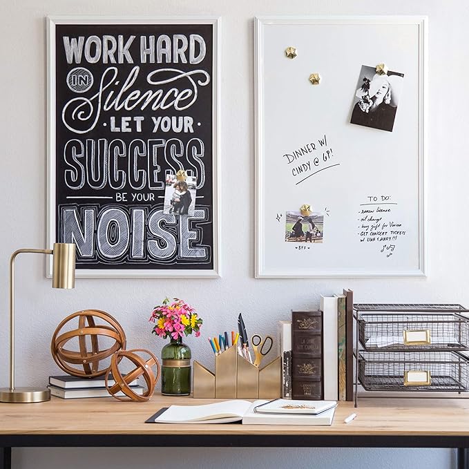 U Brands Magnetic Chalkboard for Walls, 30" x 40", White Wood Style Frame, Large Magnetic Board, Premium Matte Surface
