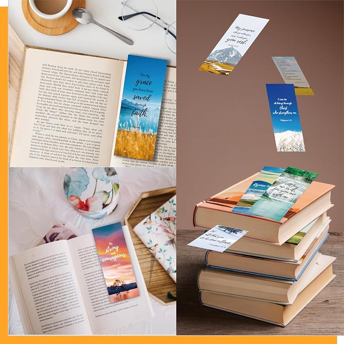 120 PCS Bible Bookmarks with 30 Designs, Double Sided Printing, Christian Motivational Verses for Women, Men, Church & Office Supplies, Book Lovers (2.4 inch x 6.1 inch)
