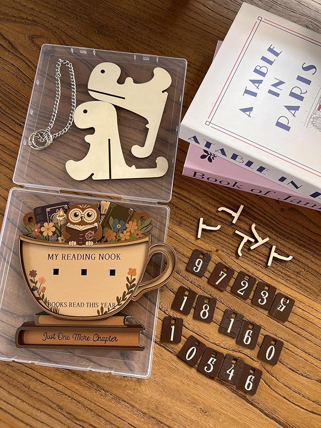 Book Counter Sign, Owl Books Read This Year, Cute Reading Tracker Wood Sign, Book Tracker for Home Library Decor Book Lover Gift (Owl)