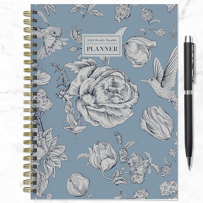 TF Publishing 2026 Garden Roses Medium Weekly Monthly Planner with 12-Month Calendar Grid, Notes, and Priorities Section - Weekly Schedule Planner with Habit Tracker and Stickers - 6.5in x 8in