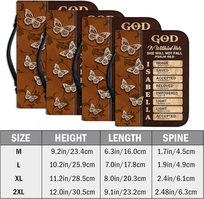 Personalized Bible Cover for Men, Christian Bible Case PU Leather, Jeus Bags Religious Appreciation Gifts for Women Girls Daughter Christian with Handle Zipper (BIBLE-01, M-2Xl)