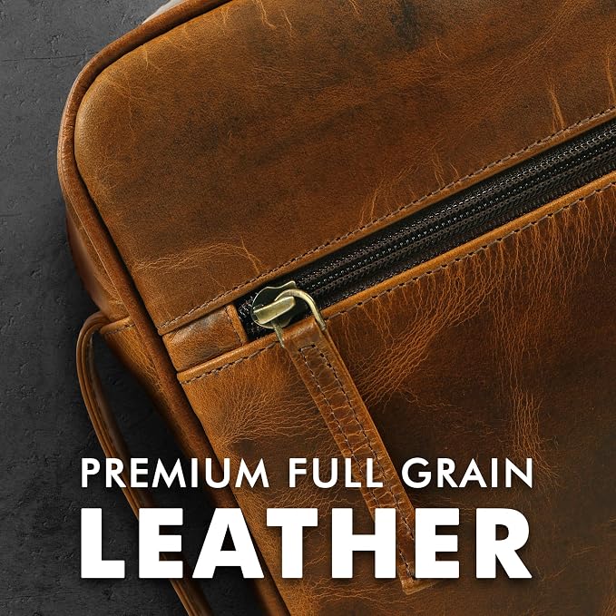 ELIZO Leather Bible Cover for Men Bible Case Women Holder Carrying Organizer Wrap Sleeve Protector Christian Religious Gift Cross Bookmark – Large Antique Brown
