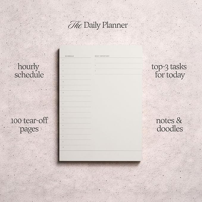 Daily To-Do List Notepad – Desk Pad for Work and Study, Minimal, 8.25x5.85 Inches