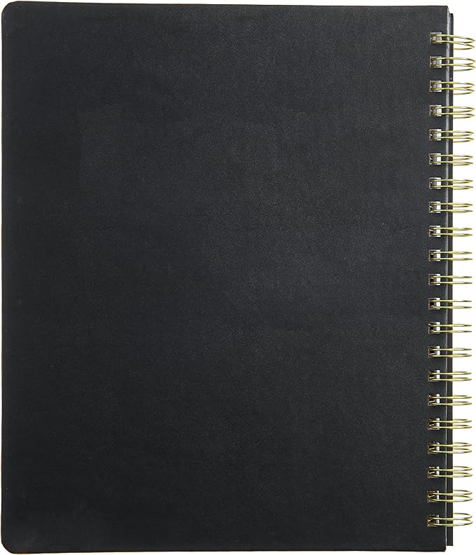 russell+hazel 2026 Weekly Planner, Black Vegan Leather Cover with Gold Foil Details,190 Foil Stickers, Double Sided Pocket, 9.125” x 11.25”, 1-Count (105849)
