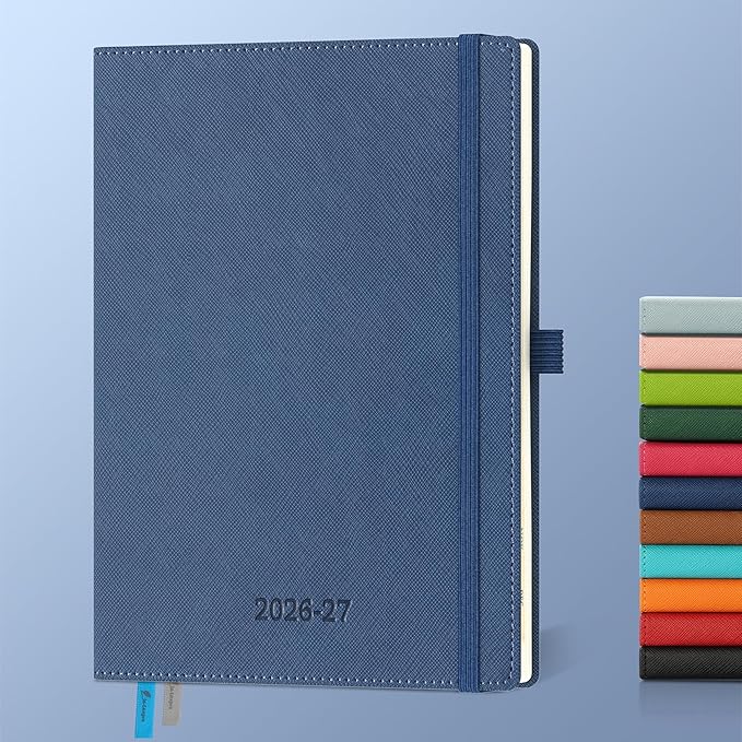 Weekly Monthly 2026-2027 Planner (July 26-Dec 27),8.5"x6.5",18 Months Agenda Plan with Month Tabs & Pocket,Expenses/Note Pages, Academic Calendar with Vegan Leather Cover,Blue