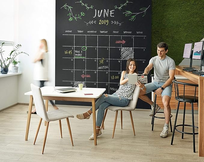ARTEZA Black Chalkboard Peel and Stick Wall Sticker, 16 Feet x 17.7 Inches