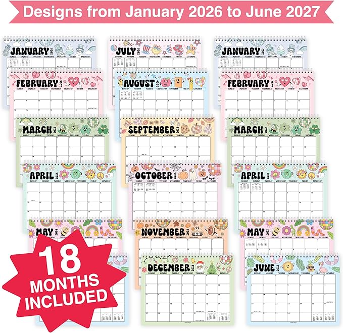 Small Desk Calendar 2026-18-Month 2026 Desk Calendar Small for Home, Office & Classroom, Standing Flip Desks Calendars 2026-2027, Teacher Appreciation Gifts, Graduation Gifts