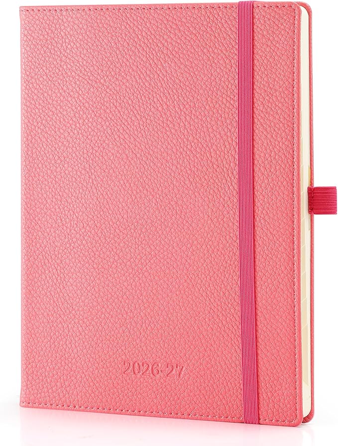 Weekly Planner 2026-2027 A5 (6.5" x 8.5") 12 Months (Jul'26 - Jun'27) Weekly & Monthly Planner with Month Tabs & Inner Pocket, Expenses/Note Pages, PU Leather Pink