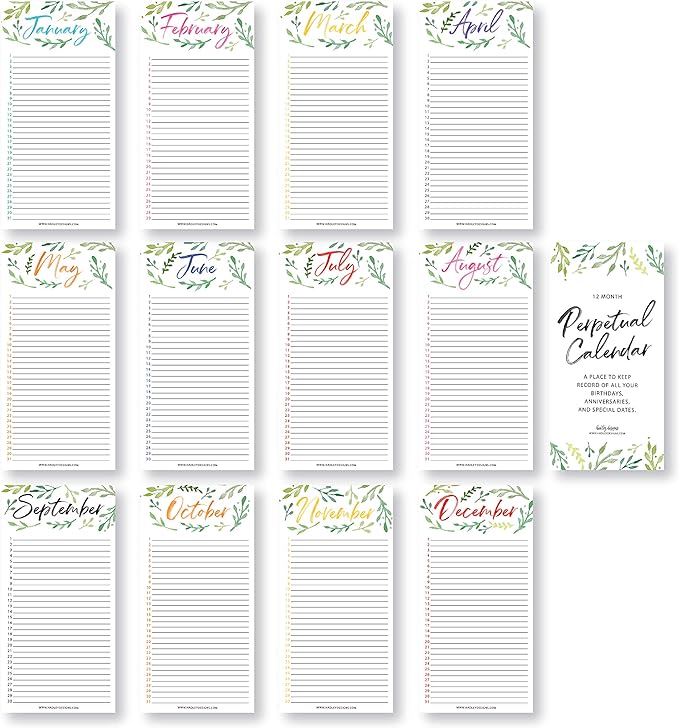 Hadley Designs Perpetual Birthday, Anniversary, Special Event Reminder Calendar Book Journal for Important Family Date Remembrance Wall Hanging, Mom Dutch Happy Bday Birthdate Gift Planner Organizer