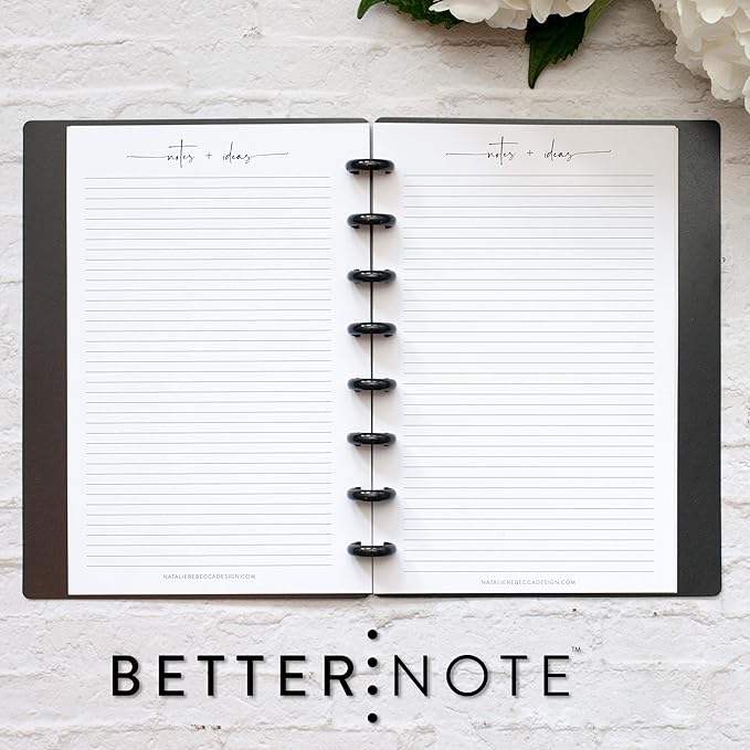 BetterNote Notes Refill Pages for Disc Notebooks, fits Happy Planner, Levenger Circa, TUL, Staples Arc, InkWell Press, Talia (Modern- 25 Sheets, 8-Disc, 5.5"x8.5")