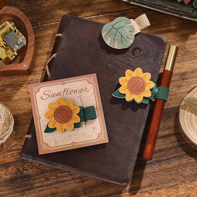 2PCS Magnetic Bookmarks with Pen Clip, Leather Bookmarks for Women, Magnetic Pen Holder Book Accessories
