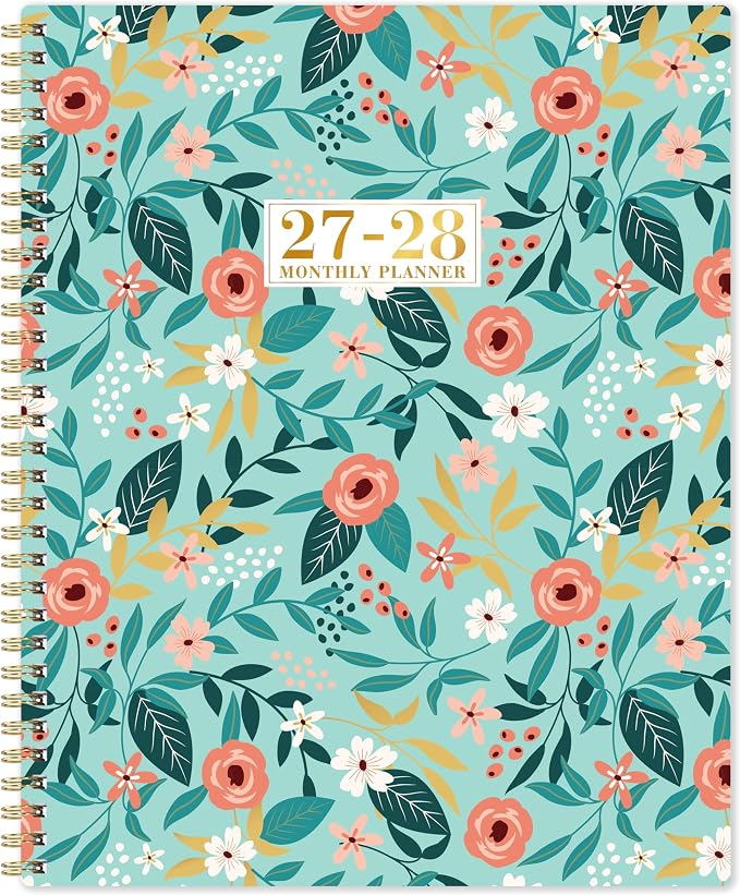2027-2028 Monthly Planner - 2 Year Planner 2027-2028, Jan. 2027 - Dec 2028, 9" x 11", 2 Year Calendar 27-28 Monthly Planners with Tabs, Back Pocket, Twin-wire Binding - Floral
