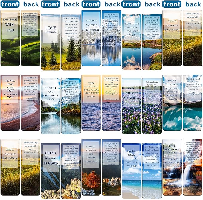 30 Pieces Christian Magnetic Bookmarks Inspirational Bible Magnetic Bookmarks with Full Scripture for Women Men Religious Gifts Book Lovers(Classic Pattern)
