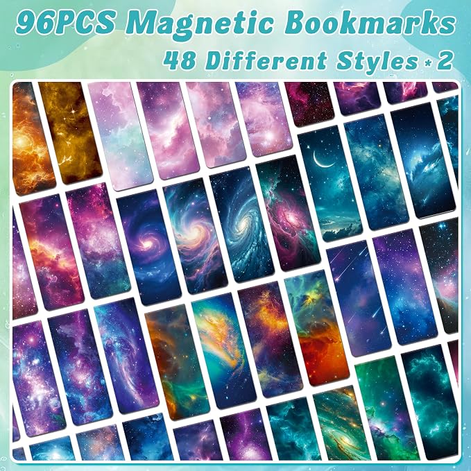 96Pack Magnetic Bookmarks Bulk Book Marks for Reading Women Men Adults Book Lovers Gifts, Cute Bookmarks Magnet Bookmark Clips Magnetic Page Markers Pretty Funny BookMarker (Night Sky)
