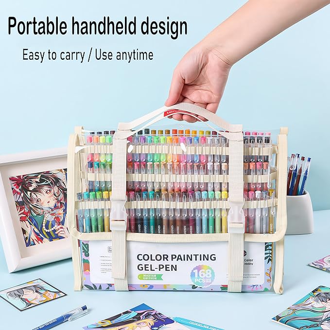 168 Colored Gel Pens Set, 0.6mm Fine Point for Black Paper & White Paper, Pens for Journaling, Adult Coloring Books, Bible, Drawing, Note Taking, Art & Journaling Supplies