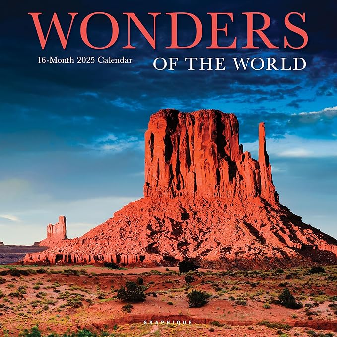 Graphique 2025 Wonders of the World Wall Calendar | 12” x 12” | Thick Paper | Home & Office Organizer | Large Monthly Grid | 3 Languages & Marked Holidays | 4 Month Preview Page for 2026