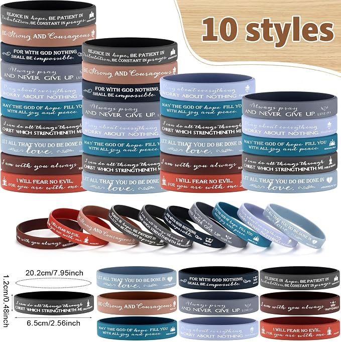 Spakon 25 Sets Father's Day Christian Gifts Bulk Bible Verses Pens Christian Silicone Bracelets Religious Paper Bookmarks for Women Men Sunday School Church Priest (Retro Style)