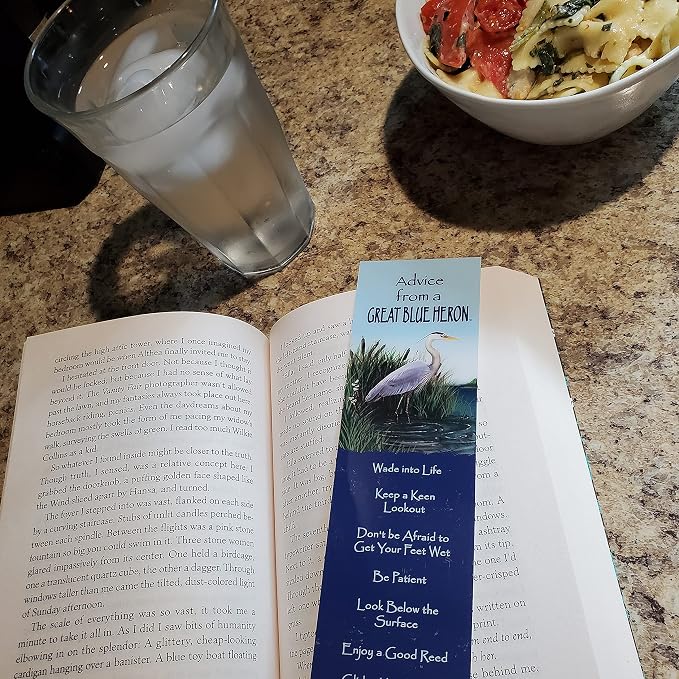 Advice 3 Bookmark Zen Set, Laminated with Glossy Finish, Printed on Recycled Paper, Great Blue Heron, Lake, Dragonfly (AMBM-Zen)