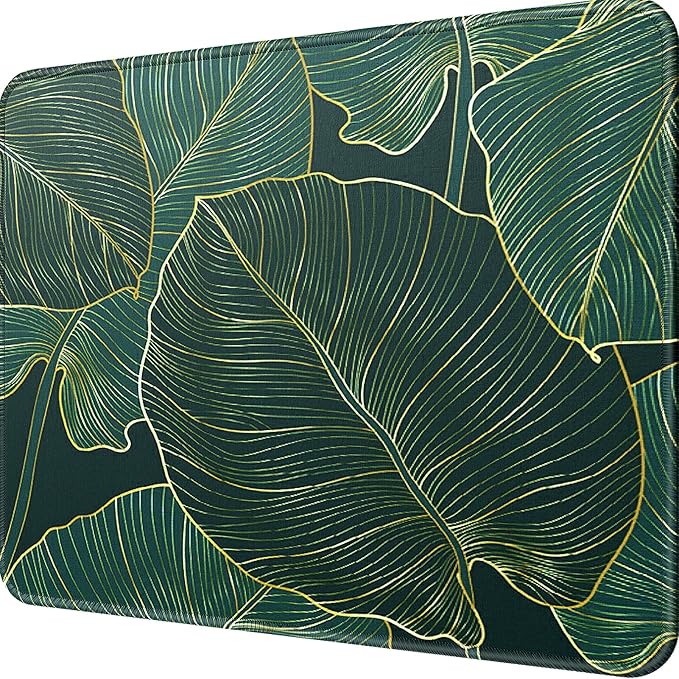 MROCO Essential Office & Gaming Mouse Pad, 8.5 x 11 Inch, Green Leaves | Anti-Fray Stitched Edges, Functional Pattern Design, Non-Slip Rubber Base, Water and Stain Resistance