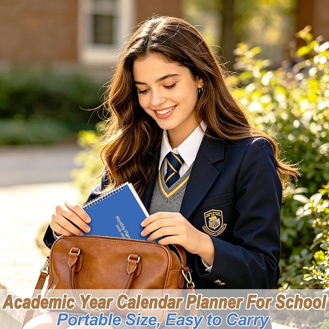 2026-2027 Monthly Planner 7.4'' x 9.6'', 18 Months Jul 2026–Dec 2027, Academic Agenda with Pocket, 120GSM Thick Paper, Waterproof PP Cover, Twin-Wire Binding, Blue