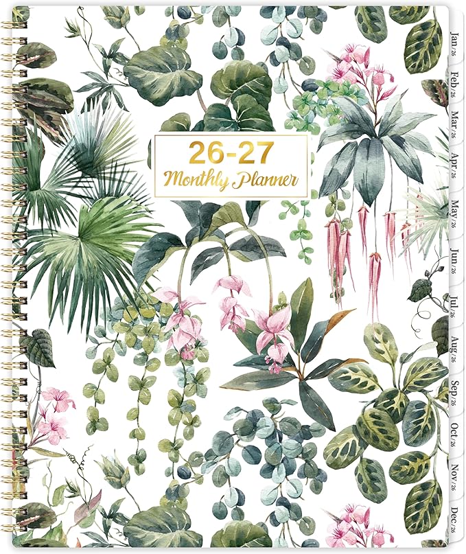 2026-2027 Monthly Planner/Calendar - Apr. 2026 - Dec. 2027, Monthly Planner 2026-2027, 9" × 11", 2 Year Months Planners with Flexible Cover, Tabs, Pockets, Thick Paper - Leaves