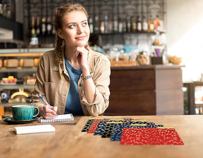 Better Office Products Decorative File Folders with Gold Foil, 18 Pack, 9 Geometric Designs, Red/Black/Blue Color Theme, Heavyweight, Letter Size (9.5" x 11.5") with 1/3 Cut Tab, Fashion Folders