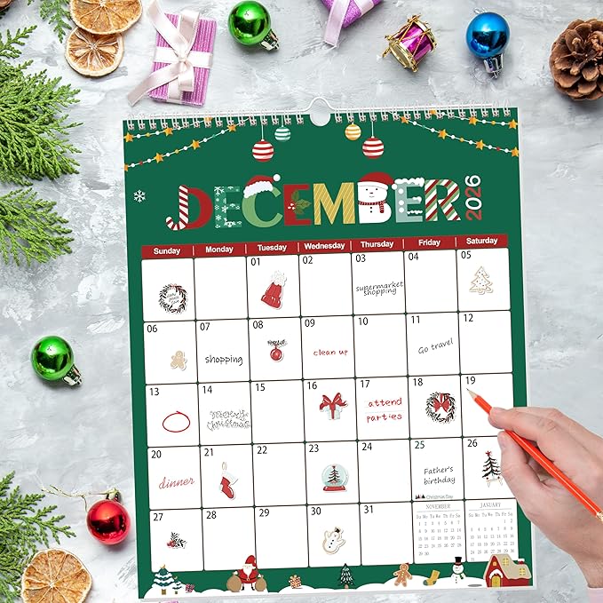 GuassLee Wall Calendar 2026-2027, Vertical Wall Calendar 2026, Jun. 2026 to Dec. 2027, 14" X 11" 19-Month Paper Hanging Planner Wall with Thick Paper for Office Home Planning & Organizing