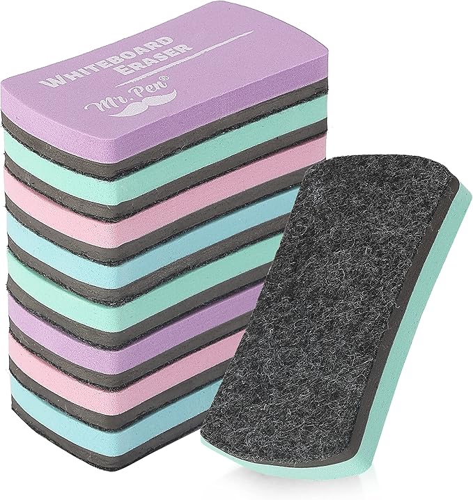 Mr. Pen- Magnetic Dry Erase Erasers, 4" x 2", 8 Pack, Assorted Colors, Magnetic Whiteboard Dry Erase Erasers Bulk for Kids, Teachers, Students and Classroom Supplies