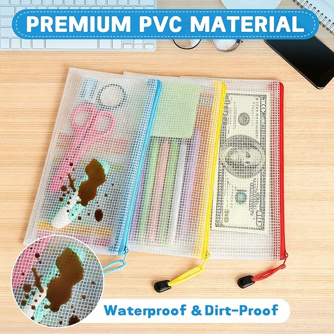 Shyling 24 Pack Pencil Pouch Bulk, 9.5" x 4.5" Mesh Zipper Pouch Pencil Case, 12 Colors Waterproof Small Zipper Pouches for School Supplies Storage, Travel, Cash, Cosmetics, Office Organization