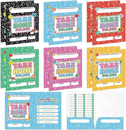 12PCS Homework 2 Pocket Folders Bulk for Students Take Home Folders A4 Letter Size Composition Notebook Classwork Homework Organizer for Home Office Teachers Educational Supply 9.45 x 12.2 Inch