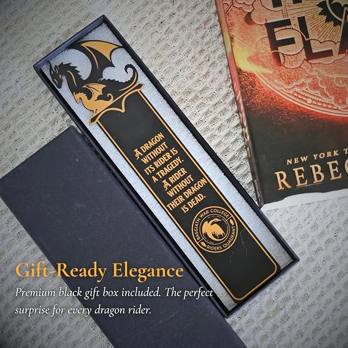 Riders Quadrant Metal Dragon Bookmark – Unique Double-Sided Printing – 7.5 Inch – Perfect Gift for Fourth Wing & Iron Flame Readers – A Dragon Without Its Rider is A Tragedy Quote