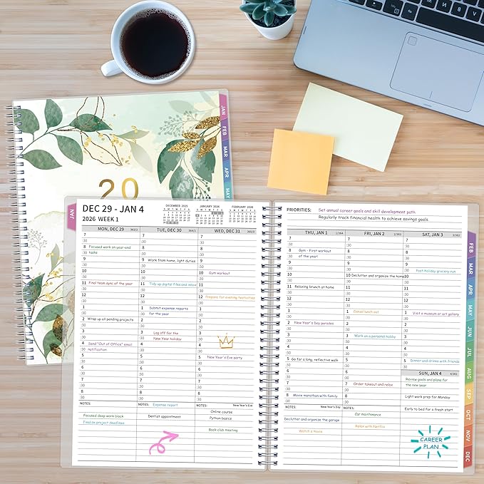 2026 Appointment Book, 30 Minutes-Hourly, Weekly ＆ Monthly Calendar Planner 2026, Jan 2026 - Dec 2026, 8.5'' x 11'', 2026 Daily Planner with Tabs ＆Pocket, Flexible Cover, Great for Office, Home, School