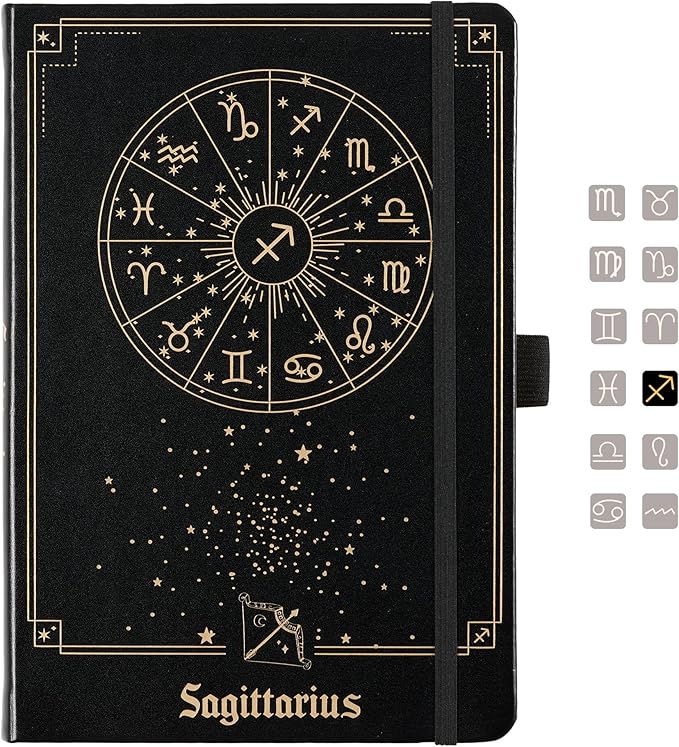 AuroPlanner Sagittarius Zodiac Undated Planner – Monthly Weekly Daily Astrology Portable Journal Notebook, A5 (5.8” × 8.3”), 160 Pages 4-Month Layout, 100 GSM Paper
