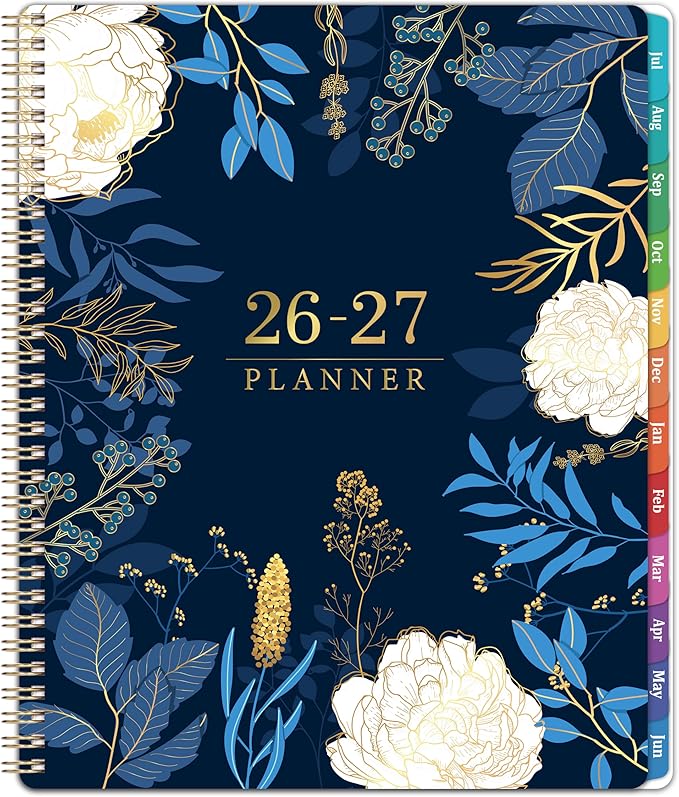 Planner 2026-2027 - Academic Planner 2026-2027, Jul 2026 - Jun 2027, Planner Weekly and Monthly, 8.5" x 11", Monthly Tabs, Twin-wire Binding, Holidays, Back Pocket