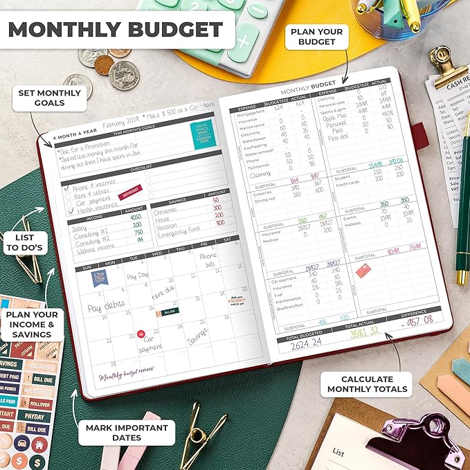 Clever Fox Budget Planner - Expense Tracker Notebook. Monthly Budgeting Organizer, Finance Logbook & Accounts Book, Bill Tracker, A5 (Wine Red)