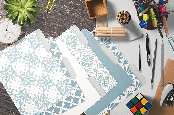 Better Office Products Decorative File Folders, 18 Pack Letter Size, Floral & Solid Designs, Heavyweight Laminated Cute File Folders, Pretty File Folders, File Folders Decorative with 1/3 Cut Tabs