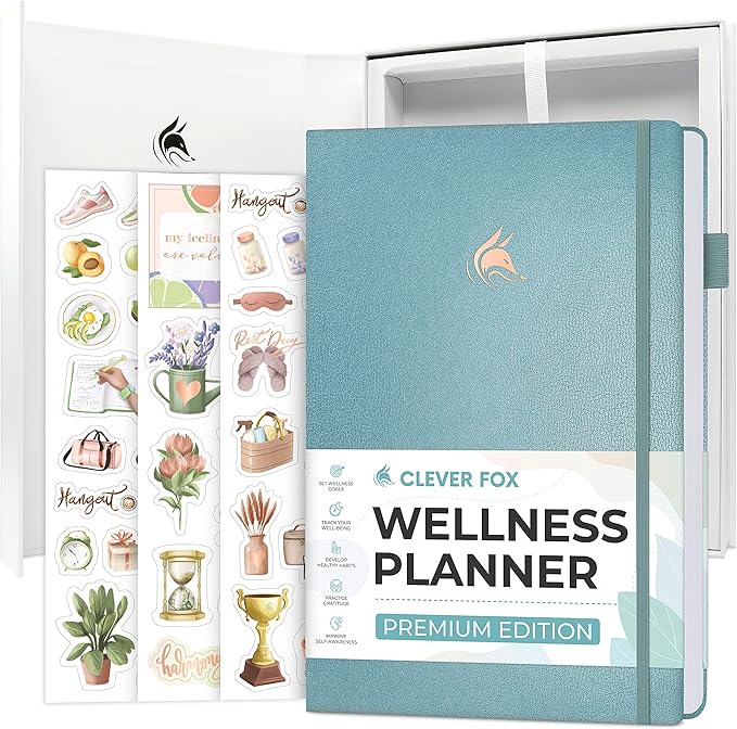 Clever Fox Wellness Planner Premium – Daily Lifestyle Journal to Support Health, Nutrition & Exercise – Healthy Living Journal with Meal, Exercise & Habit Trackers – Lasts 3 Months (Aquamarine)