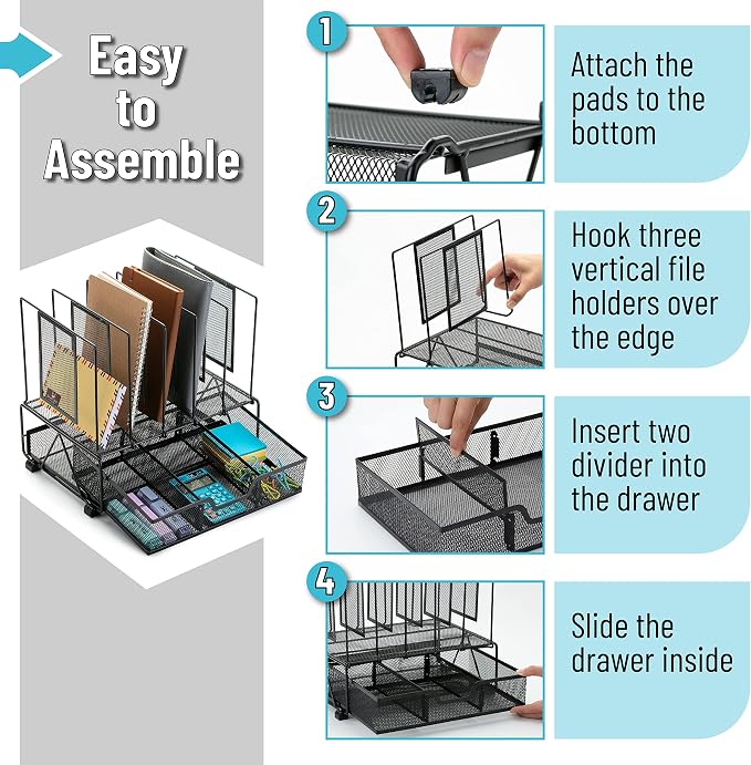 Mr. Pen- Mesh Desk Organizer with Drawer, Office Desk Organizers and Accessories, Desk Organization, Desktop Organization, Desk Organizers and Storage, Desktop Organizer, Fathers Day Gift
