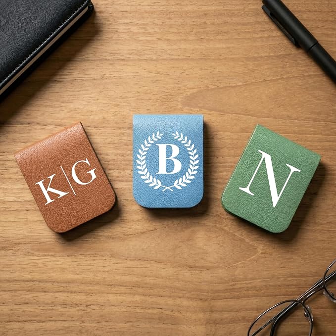 Personalized Magnetic Leather Bookmark, Custom Initial Bookmark, Monogram Bookmark for Book Lovers, Teacher Gift, Reader Gift, Name Bookmark