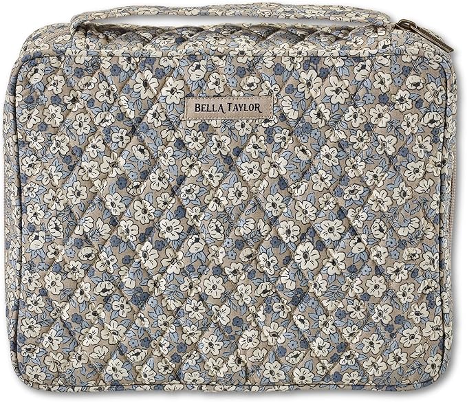Bella Taylor Quilted Bible Cover for Women - Large Study Bible Case - Khaki Floral