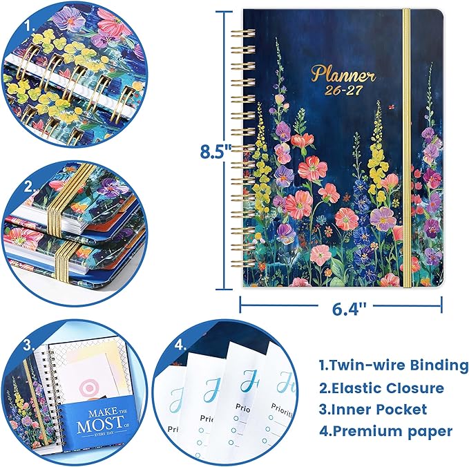 Planner 2026-2027 - 2026-2027 Planner Weekly and Monthly from July 2026 to June 2027, 6.4'' x 8.5'', with Thick Paper, Inner Pocket
