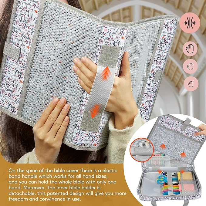 Bible Cover for Women with Shoulder Strap – Large Floral Bible Bag with Pockets for Study, Church & Travel – Fits Journaling Supplies – Christian Gift for Her, Dandelion