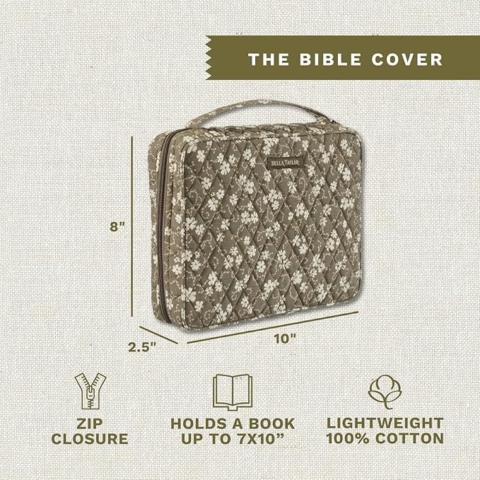 Bella Taylor Quilted Bible Cover for Women - Large Study Bible Case - Woodland Floral
