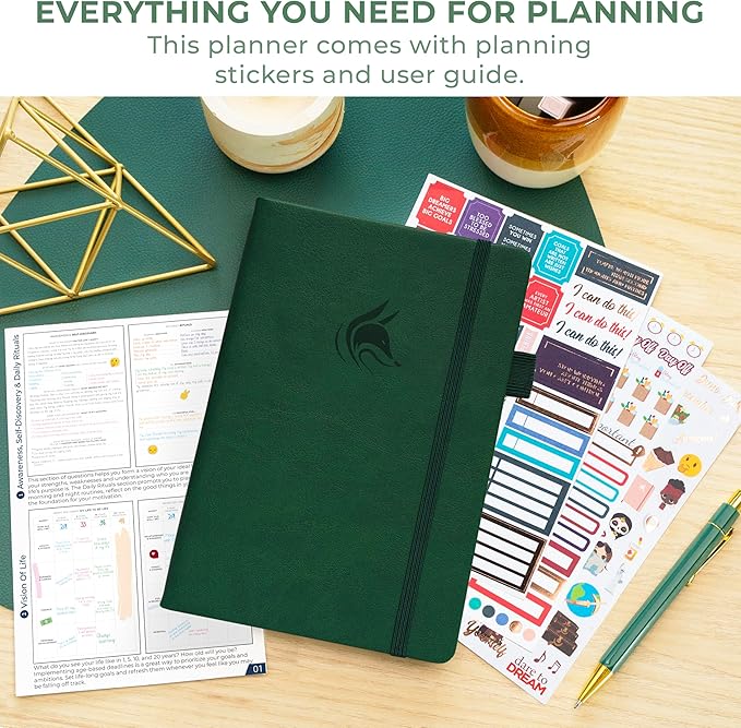 Clever Fox Planner Schedule – Undated Weekly & Monthly Life Planner with Time Slots, Appointment Book & Daily Organizer, A5 (Forest Green)