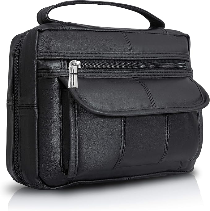 B&F Embassy Black Solid Genuine Leather Bible Cover