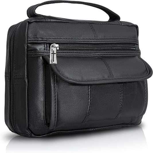 B&F Embassy Black Solid Genuine Leather Bible Cover