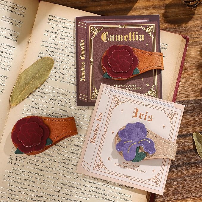 2PCS Leather Magnetic Bookmarks for Women, Personalized Leather Bookmark, PU Magnet Bookmark Clips Book Holder
